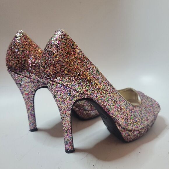 Candies Glitter Peep Toe Heels - Picture 8 of 13
